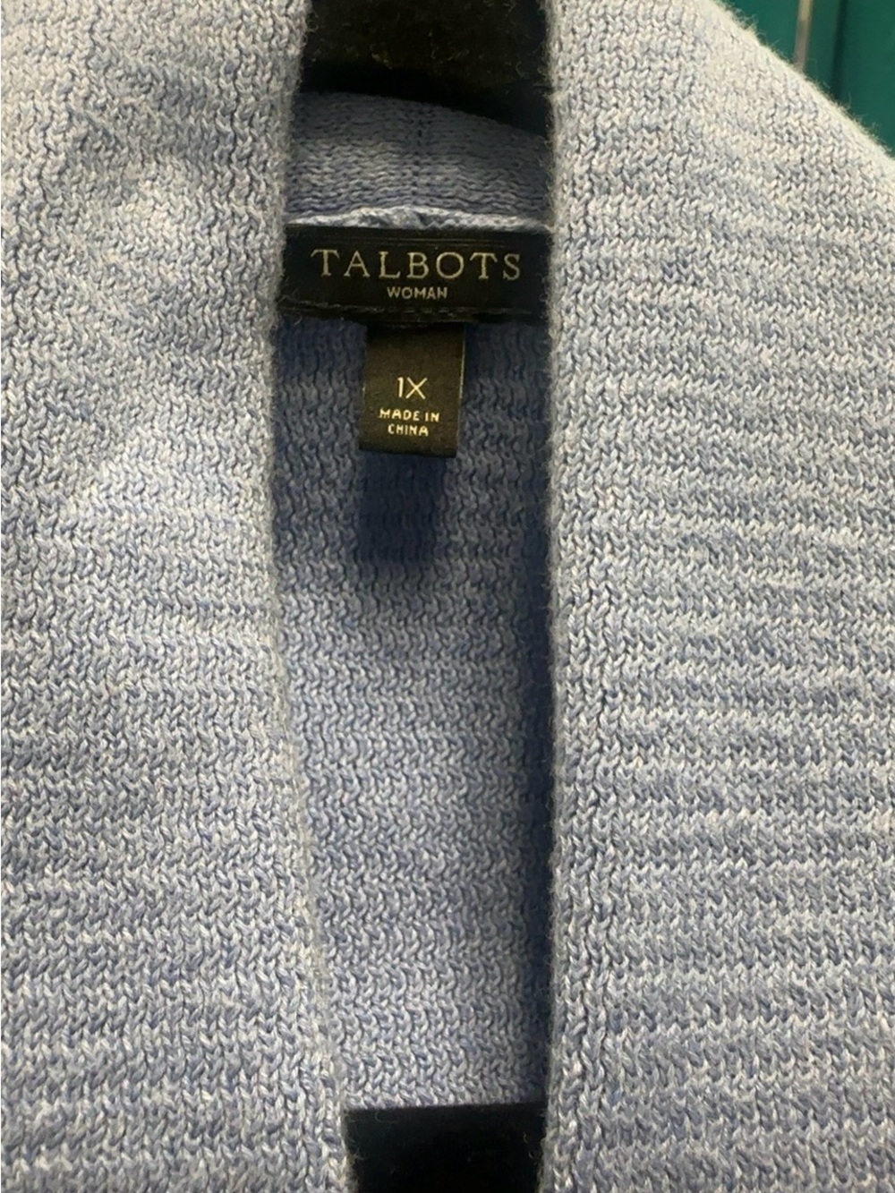 Talbots 1X Light Blue Open Front Knit Cardigan | Pockets | Soft Layering Piece - Picture 3 of 4